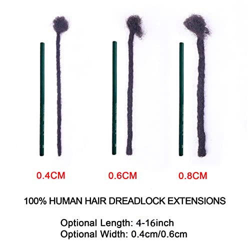 100% Real Human Hair Dreadlock Extensions, ADIASAI 0.8cm Thickness 10 Inch 60 Strands Can Be Dyed and Bleached Full Hand-made Loc Extensions for Men Women Kids 100% Unprocessed Natural Black