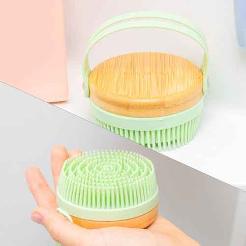 Apex Peak Silicone Body Scrubber - Exfoliating Shower Brush with Bamboo Handle for Men & Women