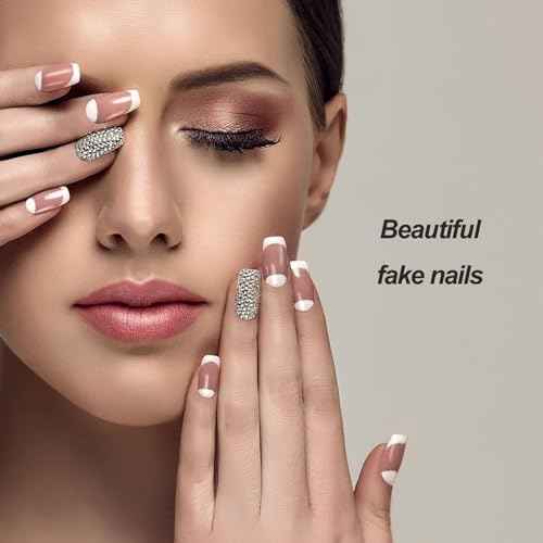 24Pcs Light Blue Press on Nails Short Square Christmas Fake Nails White False Nails Press ons with White Xmas Tree Snowflake Designs Glue on Nails Full Cover Glitter Xmas Nails for Women DIY