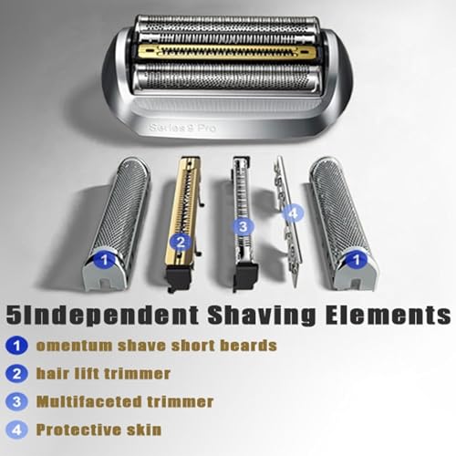 92s Series 9 Pro Electric Shaver Head Replacement Part Compatible with Braun Series 9 Pro and Series 9 Electric Razors 9290cc, 9291cc, 9370cc, 9376cc, 9293s, 9260s, 9295cc, 9385cc (Silver/3Pack)