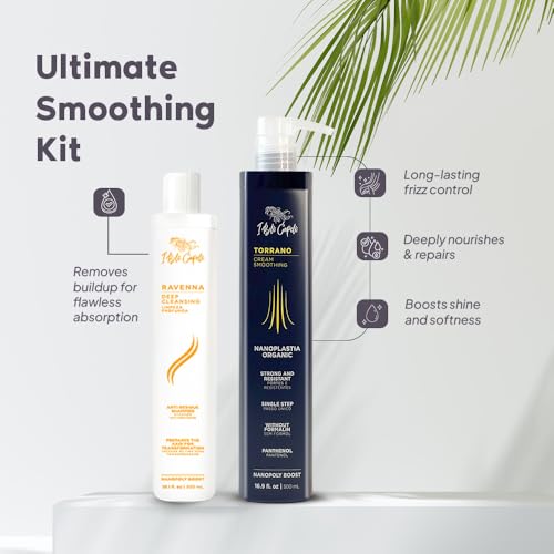 I Belli Capelli Torrano Keratin Hair Treatment Straightening in 1 Step, Formaldehyde Free-Nanoplastia Para Alisar Cabello 16.9Fl.oz (500ml) + Deep Cleansing Shampoo 10.1 fl.oz (300ml)