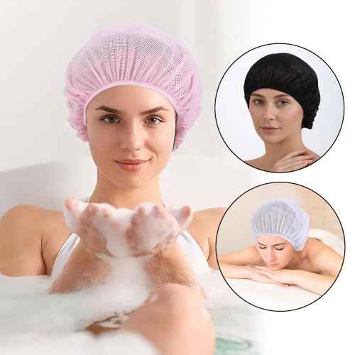 6pcs Net Plopping Cap for Drying Curly Hair, Hair Net for Sleeping, Elastic Band, Suitable for Drying Hairs, Kitchen, White, Pink, Black