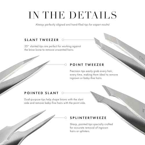 Tweezerman Stainless Steel Slant Tweezer - Eyebrow Tweezers for Women and Men (Black)