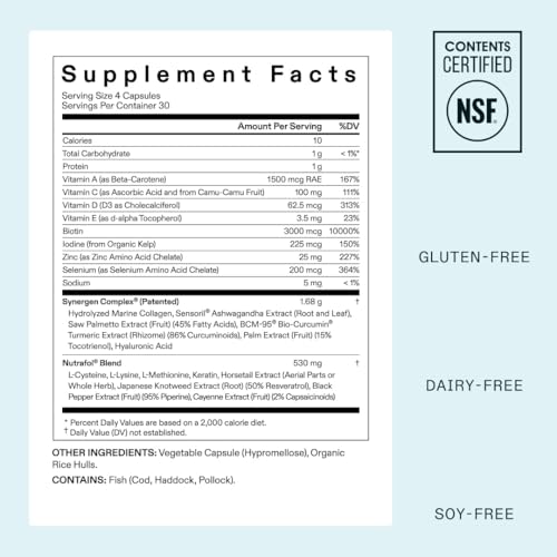Nutrafol Women's Hair Growth Supplements, Ages 18-44, Clinically Proven for Visibly Thicker and Stronger Hair, Dermatologist Recommended - 1 Month Supply