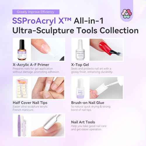 SAVILAND Professional Acrylic Nail Kit: Nail Kit Set with 4OZ Large Capacity Monomer Nail Drill 30 Days Wear Nail Extension Manicure Christmas Gift