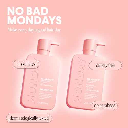 MONDAY HAIRCARE Clarify Shampoo and Conditioner Set 12 oz for Oily Hair Made with Grapefruit Extract, Coconut Oil, Shea Butter, Vitamin E and Pro-Vitamin B5