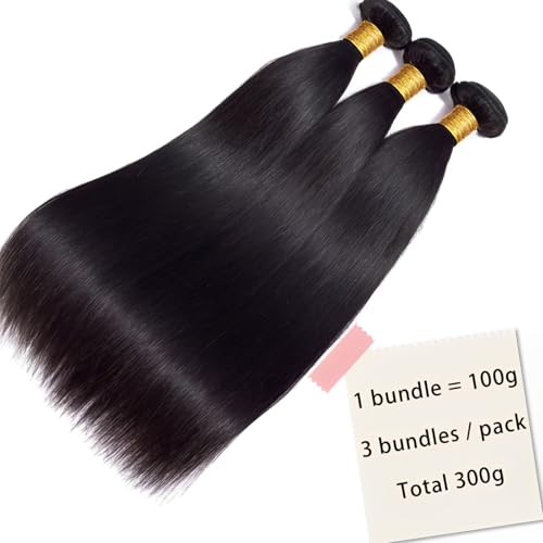 Straight Human Hair Bundles 22 24 26 Inch Black 3 Bundles Deals for Black Women Virgin Human Hair 12A Double Weft Quick Brazilian Hair Weave