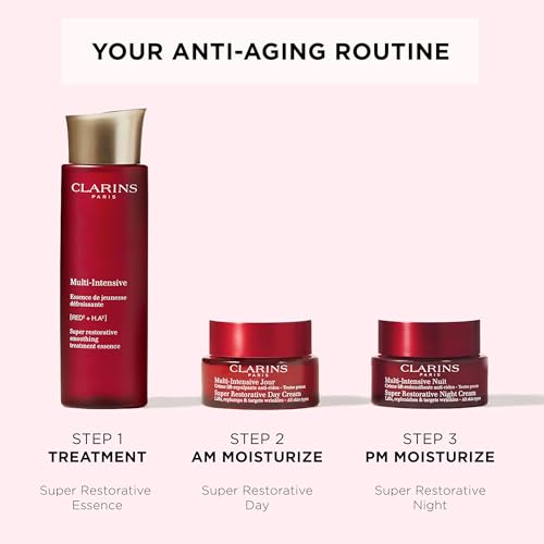 CLARINS Super Restorative Treatment Essence | Anti-Aging Face Lotion For Mature Skin Weakened By Hormonal Changes | Visibly Smoothes, Refines Pores, Softens Skin and Restores Radiance | 6.7 Fl Oz