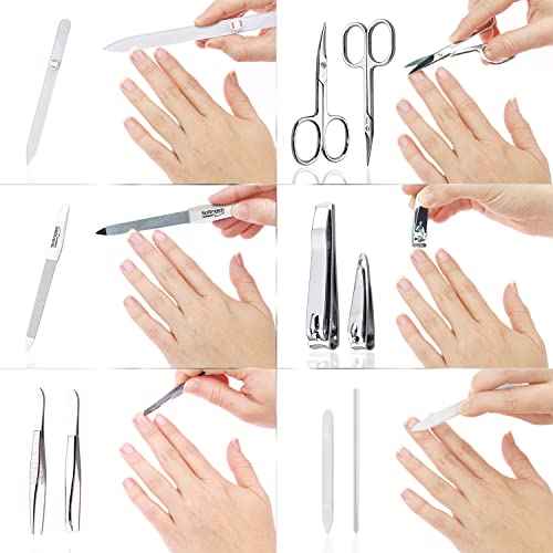marQus Nail Kit for Men and Women - Manicure Set 12 pcs - German Made Nail Kit - Grooming Set - Genuine Leather Case with exclusive Glass Nail File - Manicure Set made in Germany