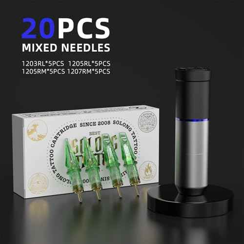 Tattoo Gun Kit,Solong Wireless Tattoo Kit 1600mAh Power 2 Operating Modes with LED Display 20Pcs Assorted Tattoo Needles and Ink Travel Bag Complete Tattoo Supplies SLE72KIT-7
