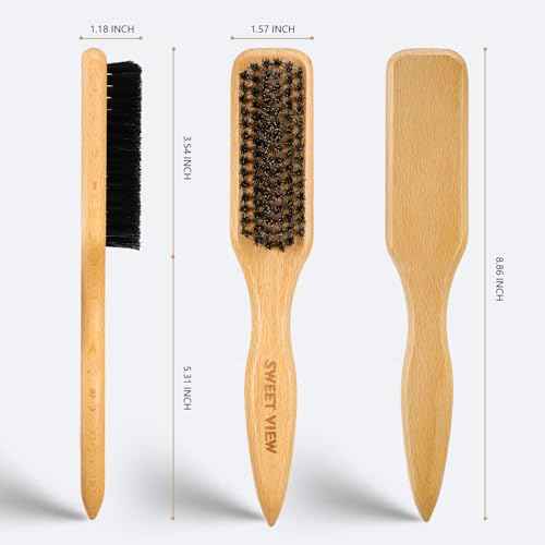 Boar Bristle Slick Back Hair Brush & Hair Wax Stick for Smooth Flyaways, Frizz, Sleek Ponytail, Buns and Edge Baby Hair, Styling Accessories for Girls, Kids and Women