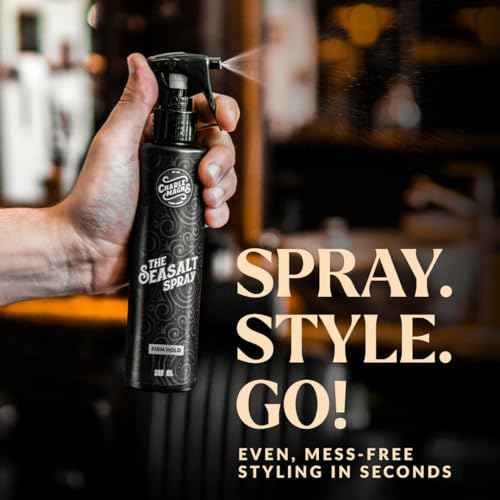 Charlemagne Sea Salt Hair Spray - 6.76 fl oz, Pack of 1, Mediterranean Breeze - Firm Hold & Volume Boost Sea Salt Spray for Men - Heat Protection - Matte Finish Tousled Beach Hair