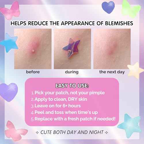 Heal & Conceal Pimple Patch - Cute Holographic Star Shaped Acne Patches, Fun Hydrocolloid Zit Stickers for Face (Iridescent Stars, 78 Count)