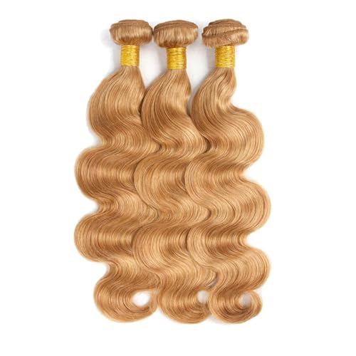 Honey Blonde Color 27 Human Hair Bundles 18 20 22 Inch Body Wave Bundles Human Hair 12A Raw Unprocessed Virgin Quick Weave Hair for Black Women Honey Blonde