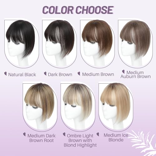 Hair Toppers for Women Real Human Hair Toppers with Bangs 4.5 * 3 Inch Upgrade Swiss Lace Base Human Toppers for Women with Thinning for Cover Gray Hair Roots£¨Dark Brown£©