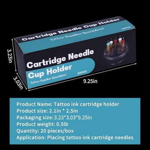 YILONG 20PCS Disposable Tattoo Cartridge Cup Holder Plastic Tattoo Cartridge Tray For Tattoo Inks Needle Holder Transparent Stand Ink Cleaning Cup For Tattoo Supplies