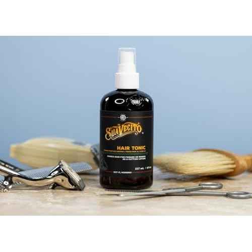 Suavecito Hair Tonic Spray 8 oz. Adds Refinement & Resilience To Hair - Combats Dryness, Buildup & Breakage - Nourishes Scalp - Alcohol Free, Paraben Free, Sulfate-Free - Rosemary, Witch Hazel