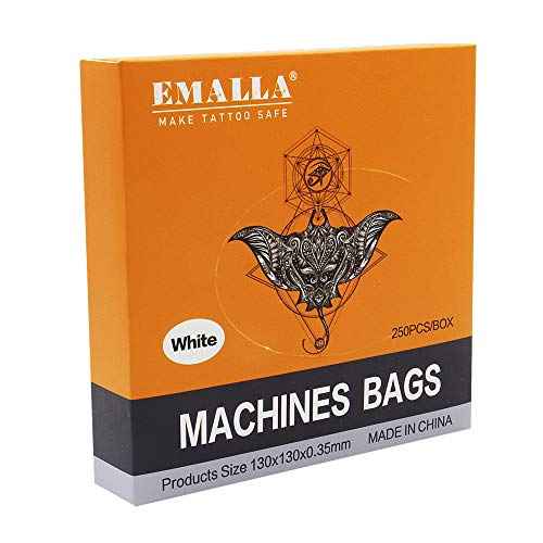 Tattoo Machine Covers - 250PCS Disposable Sleeves, White Machine Bags for Tattoo Supplies, Kits