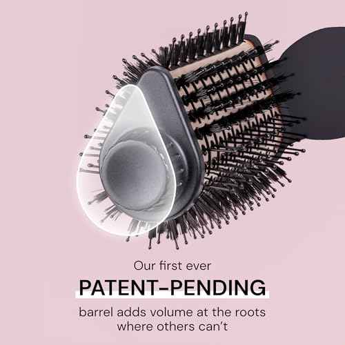 L'ANGE HAIR Le Volume Elev? 65MM 2-in-1 Titanium Brush Dryer | Dry and Style | Unique Teardrop Shape Barrel | 3 Heat Settings | 360¡Æ Vented Airflow | Ionic Technology for Frizz-Free Styling (Black)