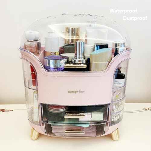 Upgrade Large Makeup Organizer Countertop Vanity Case Skin Care Cosmetic Storage Box Bathroom Counter Perfume Skincare Organizers Make Up Caddy Gift for Women Girls Clear Design Easy Visibility