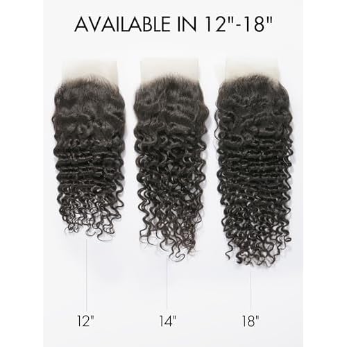 LUVME 14 Inch Deep Wave HD Lace Frontal Closure - 13x4 Ear to Ear, 100% Unprocessed Brazilian Virgin Human Hair, 150% Density Deep Curly