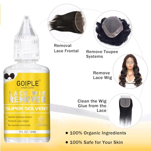 Wig Glue 1.28OZ, Waterproof Lace Front Adhsive for Wigs with Tools and Hair Wax Stick (Lace Adhesive/Wig Glue Remover/Wax Stick/Edge Control Wax/Elastic Band/Hair Dual Drush/Wigs Caps)