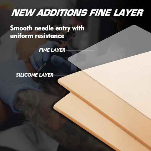 3MM Tattoo Fake Skin with Transfer Paper - Rayyl 16Pcs Tattoo Practice Skin with Transfer Paper, 6Pcs Tattoo Fake Skin 3MM Thick with 10Pcs Transfer Paper for Beginners & Artists Tattoo Supplies