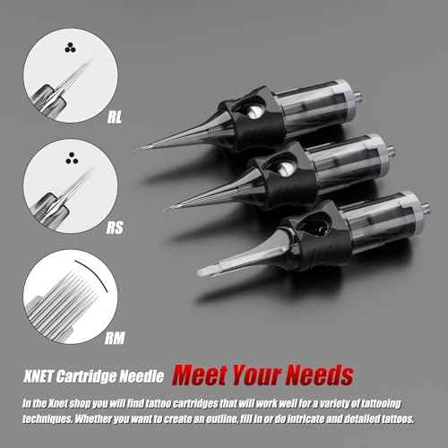 Xnet Aurora Cartridge Tattoo Needles - 20Pcs #10 (15RL) Bugpin Round Liner Disposable Silicone Needles with Membrane Safety Supplies for Rotary Tattoo Machine Pen Gun(1015RL)