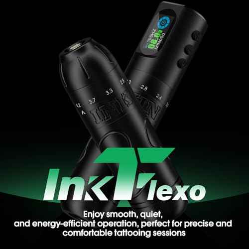 INKin Tattoo Gun Kit, Inkflexo Wireless Tattoo Machine with 6 Adjustable Strokes 2.0mm - 4.2mm Rotary Tattoo Pen Kit with 2Pcs Batteries 1600mAh Power Supply OLED Display for Beginners and Artists