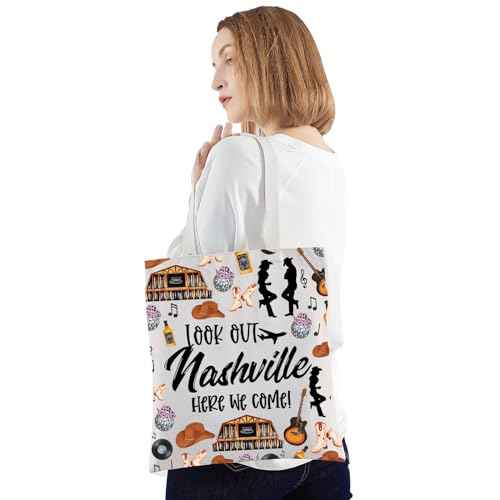 JNIAP Nashville Makeup Bag Nashville Trip Gifts Nashville Themed Gifts Nashville Zipper Bag Nashville Bags For Women (look out Nashville TG)