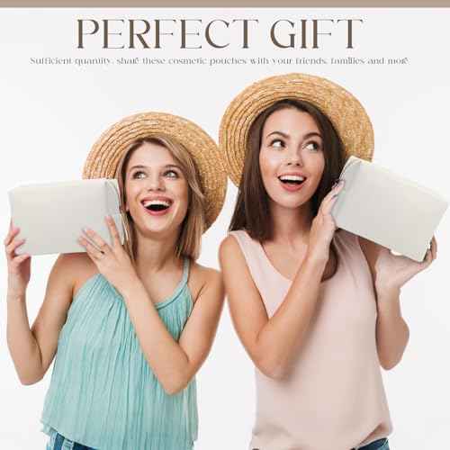 Kigeli 20 Pcs Small Makeup Bag Bulk PU Leather Cosmetic Bags with Zipper Preppy Makeup Pouch Toiletry Bag for Women Wedding Bachelorette Party Gift Travel Storage Organizer(White)