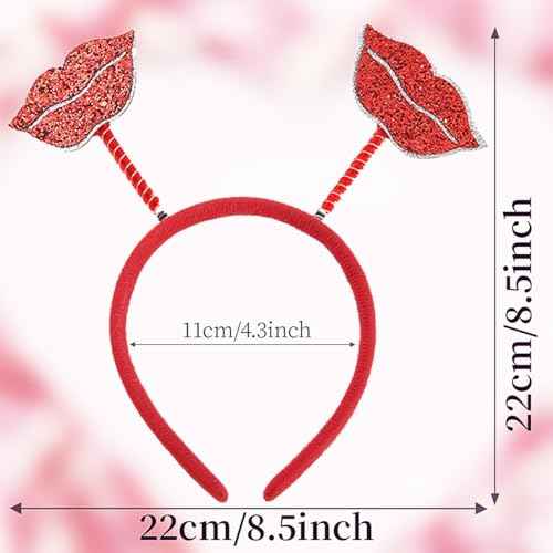 Red Lips Valentine¡®s Day Sequin Headbands Christmas Headbands for Girls Feather Red Glitter Lips Head for Women Girls Party Gift Valentines Decor Headwear (Red)