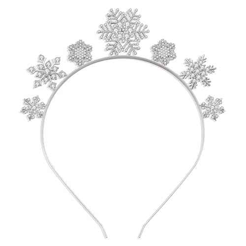 Snowflake Headband Holiday Christmas Headband for Women Sparkling Rhinestone Crystal Snowflake Hairband Tiara Winter Holiday Accessories Festive Party Favors Gifts (A - Snowflake 2)