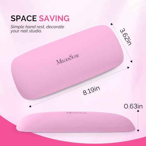 MelodySusie Nail Arm Rest, Portable Manicure Hand Rest, Professional PU Leather Nail Hand Rest Stand for Acrylic Nails, Nail Hand Pillow for Nail Tech Manicurist, Travel Salon Home, Pink