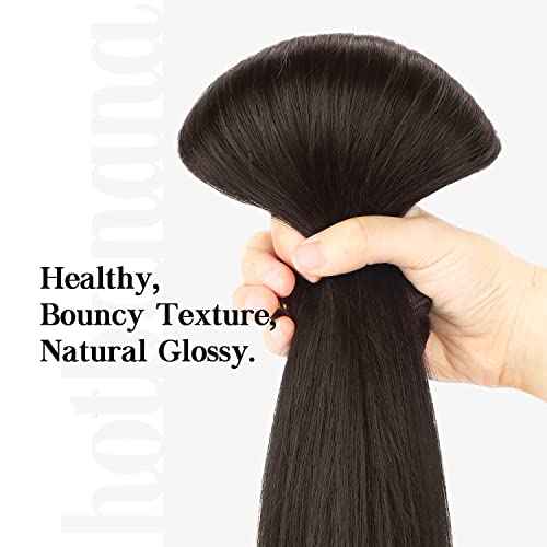 HOTBANANA Human Hair Clip in Hair Extensions, Dark Brown 120g Clip in Hair Extensions Real Human Hair Straight Remy Hair Clip in Hair Extensions 18 Inch 7pcs