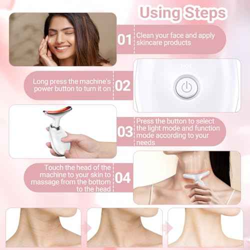 Neck Facial Massager, Light Face Neck Massager for Skin Care, Multifunctional Facial Skincare Tools with Vibration, at Home