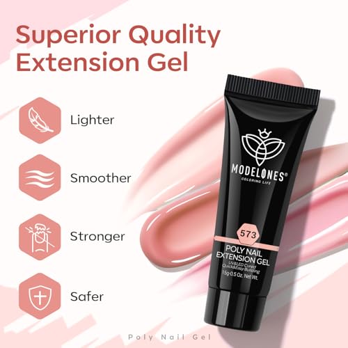 Modelones Poly Nail Gel Kit 6 Colors Extension Builder Enhancement Professional Starter Kit All-in-One Nail Technician French Kit