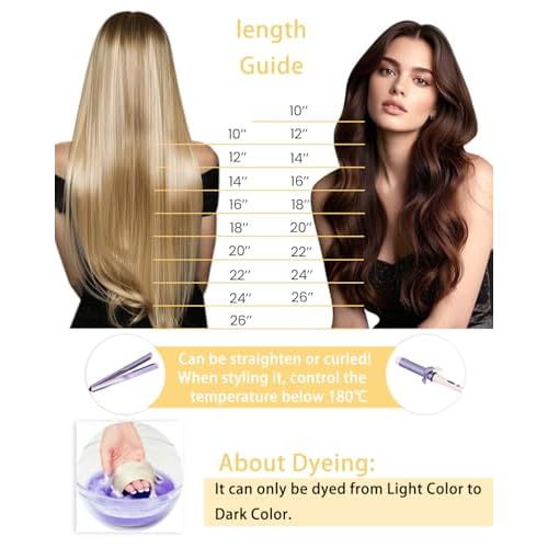 Hetto Sew in Hair Extensions Real Human Hair Blonde Weft Hair Extensions Human Hair Platinum Blonde Human Hair Extension Weft Straight Silky 18 Inch 100g