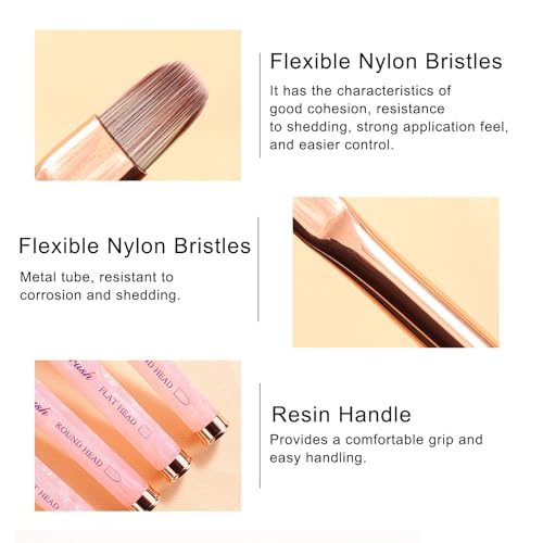 SILPECWEE Acrylic Nail Brush, Oval Shaped Nail Extension Brushes Builder Gel Nails Design Tools Pen Acrylic Powder Nail Art Brush Professional Manicure Pedicure
