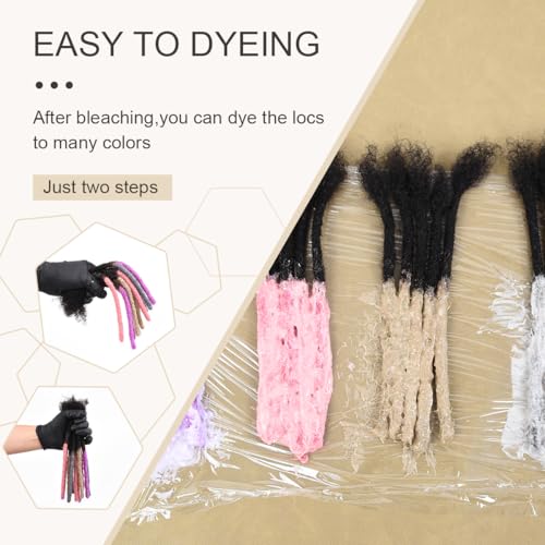 DAIXI 0.8cm Thickness 8-18 Inch 30 Strands 100% Real Human Hair Dreadlock Extensions for Man/Women Full Head Handmade Can Be Dyed and Bleached Soft loc Extensions with Needle and Comb