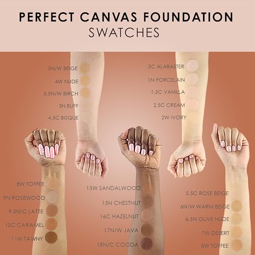 TEMPTU Perfect Canvas Airbrush Foundation: Anti-Aging, Long-Wear Makeup, Buildable Coverage For Hydrated And Healthy Skin Semi Matte, Natural Finish 24 Shades