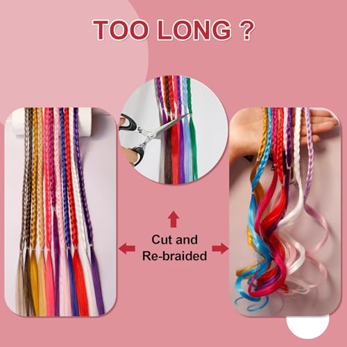 Boho Box Braiding Hair Extensions 22 Inch Clip in 5 PCS - Bohemian Braids With Curly Ends, Goddess Box Braids Synthetic Hairpieces, Red Natural Soft Hair