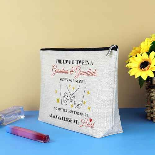 Grandma Gifts from Grandkids Makeup Bag Grandma Birthday Gifts from Granddaughter Grandson Mothers Day Thanksgiving Retirement Gift for Grandmother Nana Long Distance Gifts Cosmetic Bag Travel Pouch