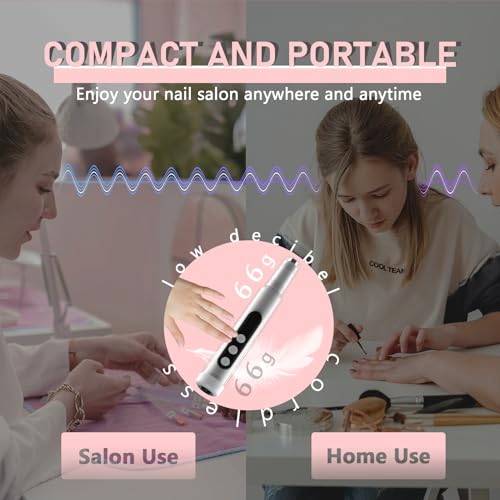 Electric Nail Drill Kit with U V Nail Lamp,Portable Cordless Electric Nail File with Display Screen,9 Speeds Professional Manicure Pedicure Polishing 12-in-1 Nail Drill Kit for Home and Salon Use