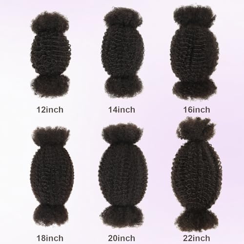 Afro Kinkys Bulk Human Hair Kinky-Curly 100% Real Human Hair for Twist, Braiding, Dreadlocks & Sister Locs, Natural Soft Pre Fluffed, Can Be Dyed Bleached (#1B Natural Black, 20 Inch)