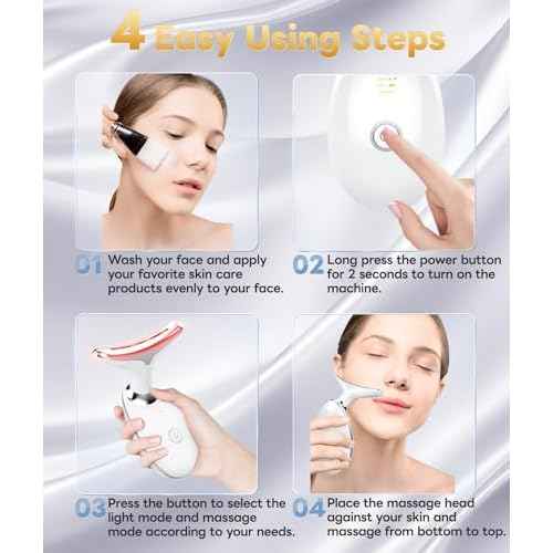 Light Based Multifunctional Facial Massager, 7 Color Portable Face Massager Tool for Skin Care, White