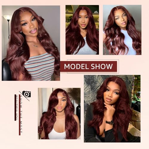 Reddish Brown Lace Front Wigs Human Hair Pre Plucked 200% Density 13x4 Body Wave Lace Frontal Wigs Human Hair 22Inch