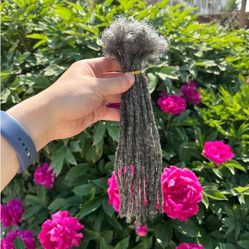 YONNA Locs Human Hair Dreadlocks Extensions 20Locs Full Handmade (Width 0.4cm) 10inch Salt and Pepper #39