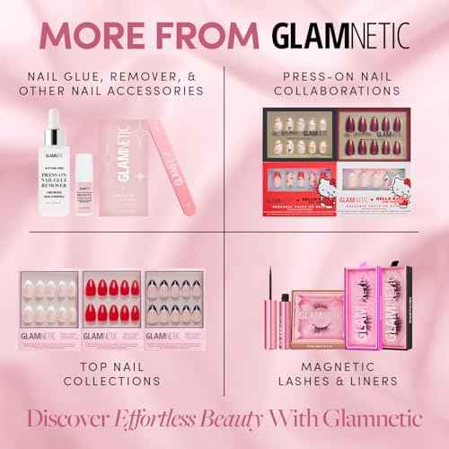 Glamnetic Press On Nails - Red Bottom | Red Accent Dual Side Medium Almond Fake Nails with a Black Matte Finish, Salon Quality Halloween Nails | 15 Sizes - 30 Nail Kit with Glue