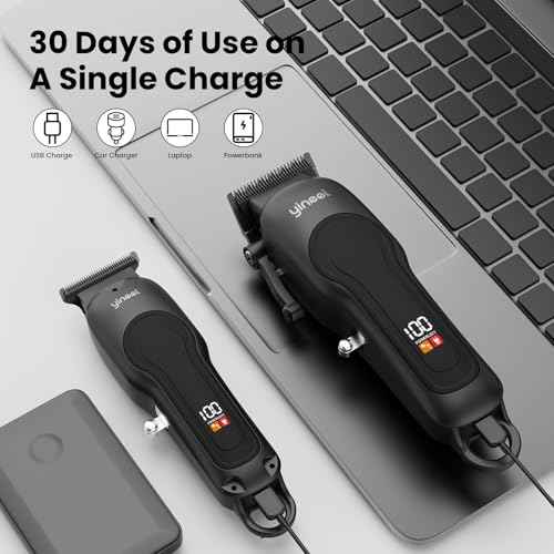 Yineel Hair Clippers for Men, Professional Cordless Clippers & Trimmer Set, Super Quiet, Clippers for Hair Cutting Kit with LED Display, Gift for Men Women Barber Kid